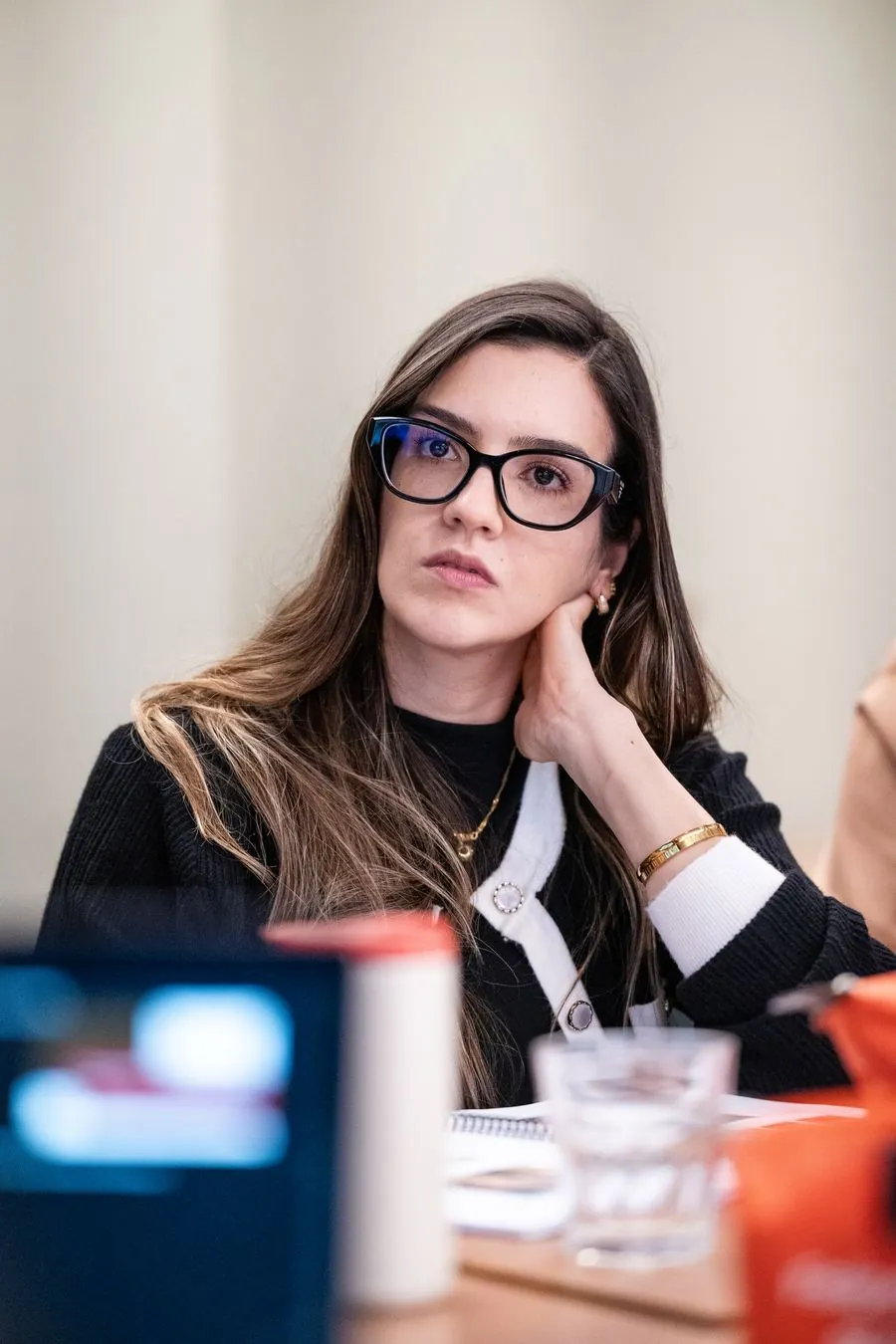 Aluna durante a aula teórica